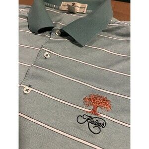 Kiawah Island Golf Resort Green Striped Short Sleeve Polo Shirt MEDIUM Carolina